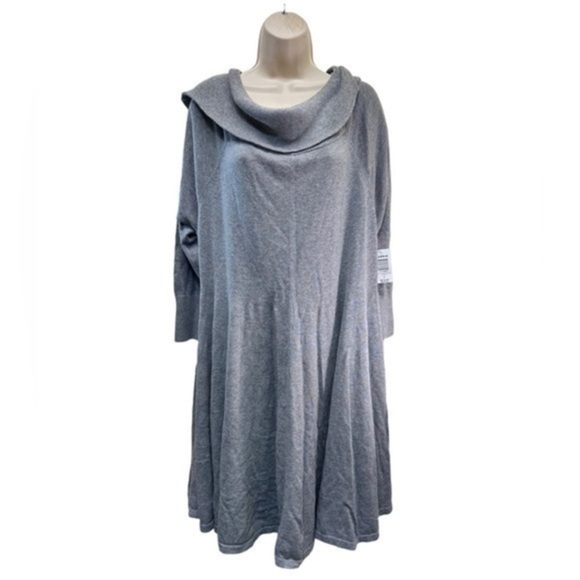 Torrid Plus Size Cowl Neck Sweater Knitted Gray Mini Dress